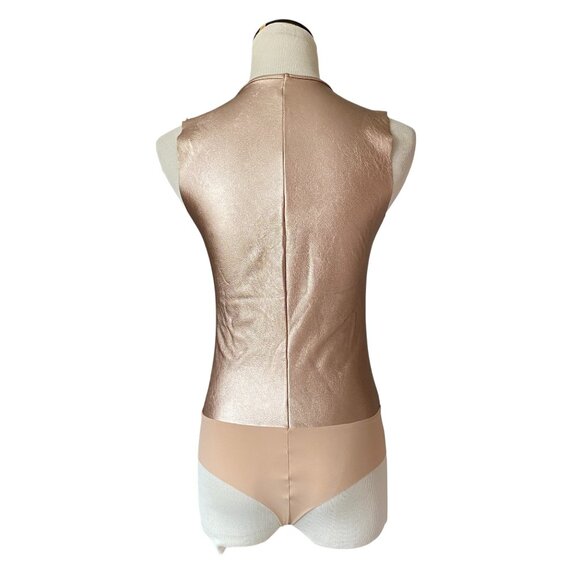 Commando Bodysuit - Rose Gold Metallic Sleeveless Thong - Size Small - Picture 4 of 7